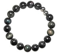 Naturosphère - Bijoux naturels C13 - Bracelet en obsidienne oeil céleste - Perles rondes 10 mm