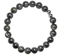 Naturosphère - Bijoux naturels C13 - Bracelet en obsidienne oeil céleste - Perles rondes 8 mm