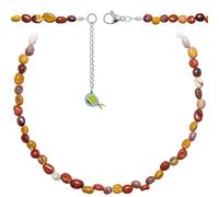 Naturosphère - Bijoux naturels C16 - Collier en jaspe mokaite - Perles roulées 5 à 8 mm - 90 cm