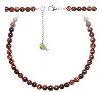 Naturosphère - Bijoux naturels C16 - Collier en oeil de boeuf ou taureau - Perles rondes 8 mm - 43 cm