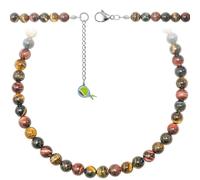 Naturosphère - Bijoux naturels C16 - Collier en Oeil de Tigre, Boeuf et Faucon - Perles Rondes 8 mm - 50 cm