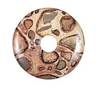 Naturosphère - Bijoux naturels C17 - Donut Pi Chinois en léopardite (ou oncolithe) pour pendentif - Diamètre 3 cm