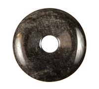 Naturosphère - Bijoux naturels C17 - Donut Pi Chinois en obsidienne argentée pour pendentif - Diamètre 3 cm