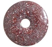 Naturosphère - Bijoux naturels C17 - Donut Pi Chinois en porphyre impérial rouge pour pendentif - Diamètre 4 cm
