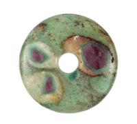 Naturosphère - Bijoux naturels C17 - Donut Pi Chinois en Rubis sur fuschite pour Pendentif - 3 cm, 4 cm, 5 cm