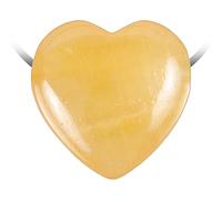 Naturosphère - Bijoux naturels C17 - Pendentif coeur pierre percée en calcite jaune