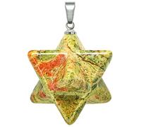 Naturosphère - Bijoux naturels C17 - Pendentif étoile merkaba en unakite