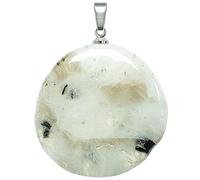 Naturosphère - Bijoux naturels C17 - Pendentif galet plat en pierre de lune blanche
