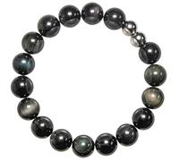 Naturosphère - Bracelet en obsidienne oeil céleste - Perles rondes 10 mm