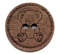NaturSchatulle Lot de 25 boutons en bois de noyer avec gravure - Motif ours en peluche - 12 mm - 12 mm