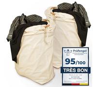 Naturstube® Sac à linge avec poignée [EXTRA Confort] Lot de 2, 67x87 cm grands sacs à linge pour voyage, 100% coton [certifié Öko-Tex], grand sac à linge, sac de lavage, sac de linge, sac pour linge