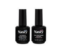 Natury Nails Super Shine No WIPE Top Coat (sans couche de dispersion) et couche de base en caoutchouc, extension des ongles, épaisseur, volume et nivellement, 12 Free UV/LED, sans cruelty Free et