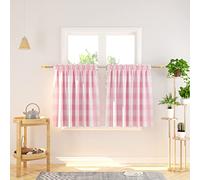 Natus Weaver Lot de 2 Rideaux Brise-bise avec Passe-Tringle, pour Cuisine, Salle de Bains, Longueur 76,2 cm, Motif Carreaux Buffalo, Rose et Blanc