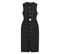 NATUZORA Robe Femme Womens Dress Black Office Long Spring sans Manches Midi Ceinture Boucle Femmes Gilet-Noir-m