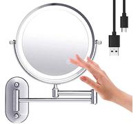 NATWEE Miroir de Maquillage Mural Grossissement 5X Miroir de courtoisie Lumineux pivotant à 360 °, Rechargeable par USB, 8 Pouces It's So Kind of You