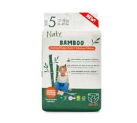 Naty Bamboo - Couches-Culottes en fibres de viscose de bamboo - Douceur soyeuse, Couches-Culottes à base de plantes, Hypoallergéniques pour peau sensible et super absorbantes (Taille 5, 72 unités)