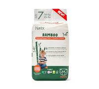 Naty Bamboo - Couches-Culottes en fibres de viscose de bamboo - Douceur soyeuse, Couches-Culottes à base de plantes, Hypoallergéniques pour peau sensible et super absorbantes (Taille 7, 64 unités)