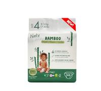 Naty Bamboo - Couches pour Bébé en fibres de viscose de bambou - Douceur soyeuse, Couches à base de plantes, Testées dermatologiquement pour peau sensible et super absorbantes (Taille 4, 144 unités)