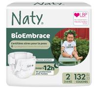 Naty BioEmbrace Couches Bébé Nouveau-né Taille 2 (3-6 kg), 132 unités