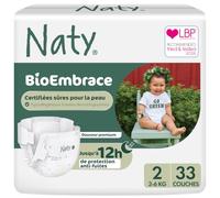 Naty BioEmbrace Couches Bébé Nouveau-né Taille 2 (3-6 kg), 33 unités
