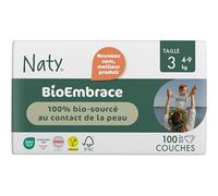 Naty BioEmbrace Couches Bébé Taille 3 (4-9 kg) | 100% bio-sourcée sur la Peau | Douceur à Base de Plantes, Dermatologiquement Testées, Super Absorbantes | 100 Unités