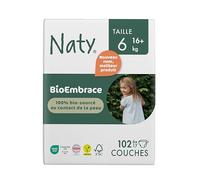 Naty BioEmbrace Couches Bébé Taille 6 (16 kg+) | 100% bio-sourcées sur la Peau | Douceur à Base de Plantes, Dermatologiquement Testées, Super Absorbantes | 102 Unités