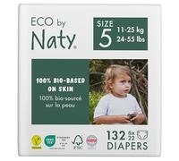 Naty Couches Ecologiques pour Bébé - Couches écologiques à base de plantes, parfaites pour la peau sensible de bébé et qui empêchent les fuites (Taille 5-132 couches) - Pack 1 mois