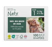 Naty Couches Ecologiques pour Bébé - Couches écologiques à base de plantes, parfaites pour la peau sensible de bébé et qui empêchent les fuites (Taille 1-100 couches) - Pack 1 mois