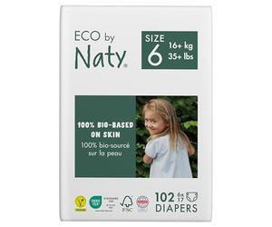 Naty Couches Ecologiques pour Bébé - Couches écologiques à base de plantes, parfaites pour la peau sensible de bébé et qui empêchent les fuites (Taille 6-102 couches) - Pack 1 mois