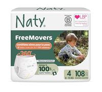 Naty FreeMovers Couches-Culottes | Pants d’Apprentissage Certifiées Peaux Sensibles | Douces, Sans Parfum | Absorbantes & Anti-Fuites | Bébé & Enfant | Taille 4 (8-15 kg), 108 Unités