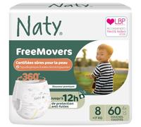 Naty FreeMovers Couches-Culottes, Taille 8 (17+ kg), 60 unités | Pour Peaux Sensibles, Pants Hypoallergéniques, Absorbantes, Protection Anti-Fuites jusqu'à 12h, Sans Parfum, Confort Stretch