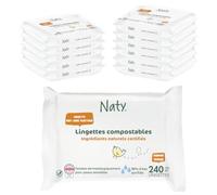 Naty Lingettes Bébé, 98% d'Eau & Hypoallergéniques, 240 unités (12 paquets)