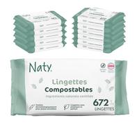 Naty Lingettes bébé sans parfum – 98% eau purifiée, compostables – 672 unités (12 paquets)