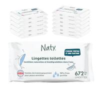 Naty Lingettes Bébé jetables toilettes écologiques, sans plastique, à base de plantes, sans produits chimiques et hypoallergéniques, pour la peau sensible (12 x 56 I 672 lingettes)