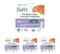 Naty Protège-slips Large | Voile supérieur 100% en coton bio certifié| Sûrs pour la peau | Sans parfum, 0% plastique conventionnel| Confortables & respirants | 28 protège-slips (Lot de 4)