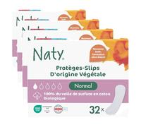 Naty Protège-slips Normal | Voile supérieur 100% en coton bio certifié| Sûrs pour la peau | Sans parfum, 0% plastique conventionnel| Confortables & respirants | 32 protège-slips (Lot de 4)