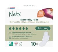 Naty Serviettes Maternité avec ailettes | Coton bio certifié au contact de la peau |Protection absorbante post-accouchement | Sans parfum ni plastique conventionnel |Serviettes Postpartum| 10 unités