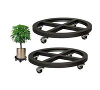 NauaVa 2 Pack Factory caddy 12 "Metal Rolling Plant Holder chariot d'usine lourd avec roulettes base de rouleau d'usine grande usine pot de fleurs usine mobile avec roues (Black 16inch)