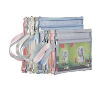 Naugan Lot de 10 pochettes colorées en maille double couche avec fermeture éclair, blocs de construction, rangement et organisation des jouets, 5 pièces A4 + 5 pièces A5