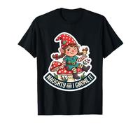 Naughty and I GNOME It Cute Girl Christmas Holiday Women T-Shirt