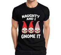 Naughty and I Gnome It Weihnachtsgnom Wichtel Saint-Nicolas T-shirt humoristique pour homme, Noir , S