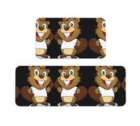 Naughty Beaver Lot de 2 tapis de cuisine antidérapants pour la maison, le bureau, la buanderie