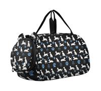 Naughty Dog Sac de sport multifonction pour enfants avec compartiment à chaussures pour voyage, sport, fitness et entraînement Noir et bleu