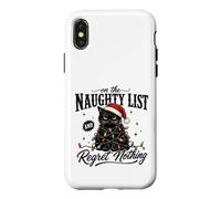 Naughty List Guirlande Lumineuse de Noël Motif Chat Grincheux Coque pour iPhone X/XS