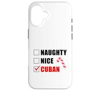 Naughty Nice Cuban Sucre d'orge de Noël liste de Père Noël Coque pour iPhone 16