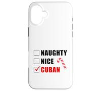 Naughty Nice Cuban Sucre d'orge de Noël liste de Père Noël Coque pour iPhone 16 Plus