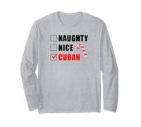 Naughty Nice Cuban Sucre d'orge de Noël liste de Père Noël Manche Longue