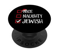 Naughty Nice Juif Holiday Santa Funny Interfaith Hanoukka PopSockets PopGrip Adhésif
