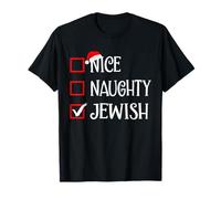 Naughty Nice Juif Holiday Santa Funny Interfaith Hanoukka T-Shirt
