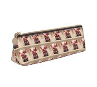 Naughty Pig Trousse triangulaire en cuir avec fermeture éclair pour garçons filles élèves pour le travail et l'école, blanc, Taille unique, Trousse de maquillage